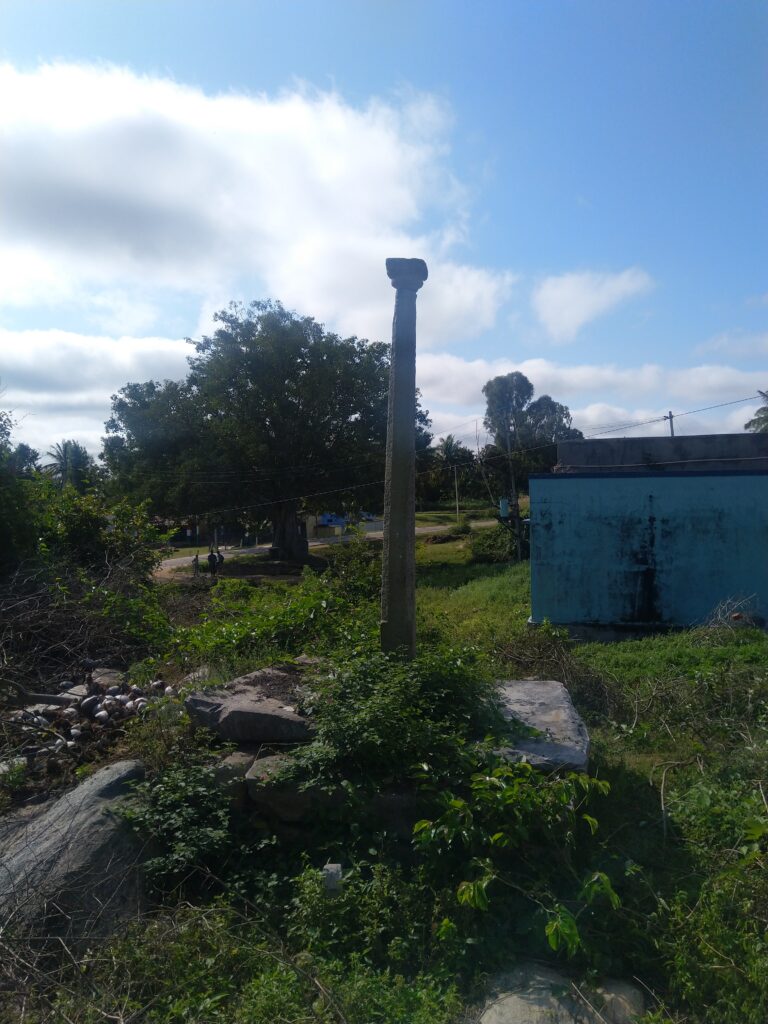 Pillar in front of the Basadi.